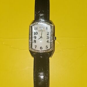Anne Klein Black Strap Watch with Silver Accents